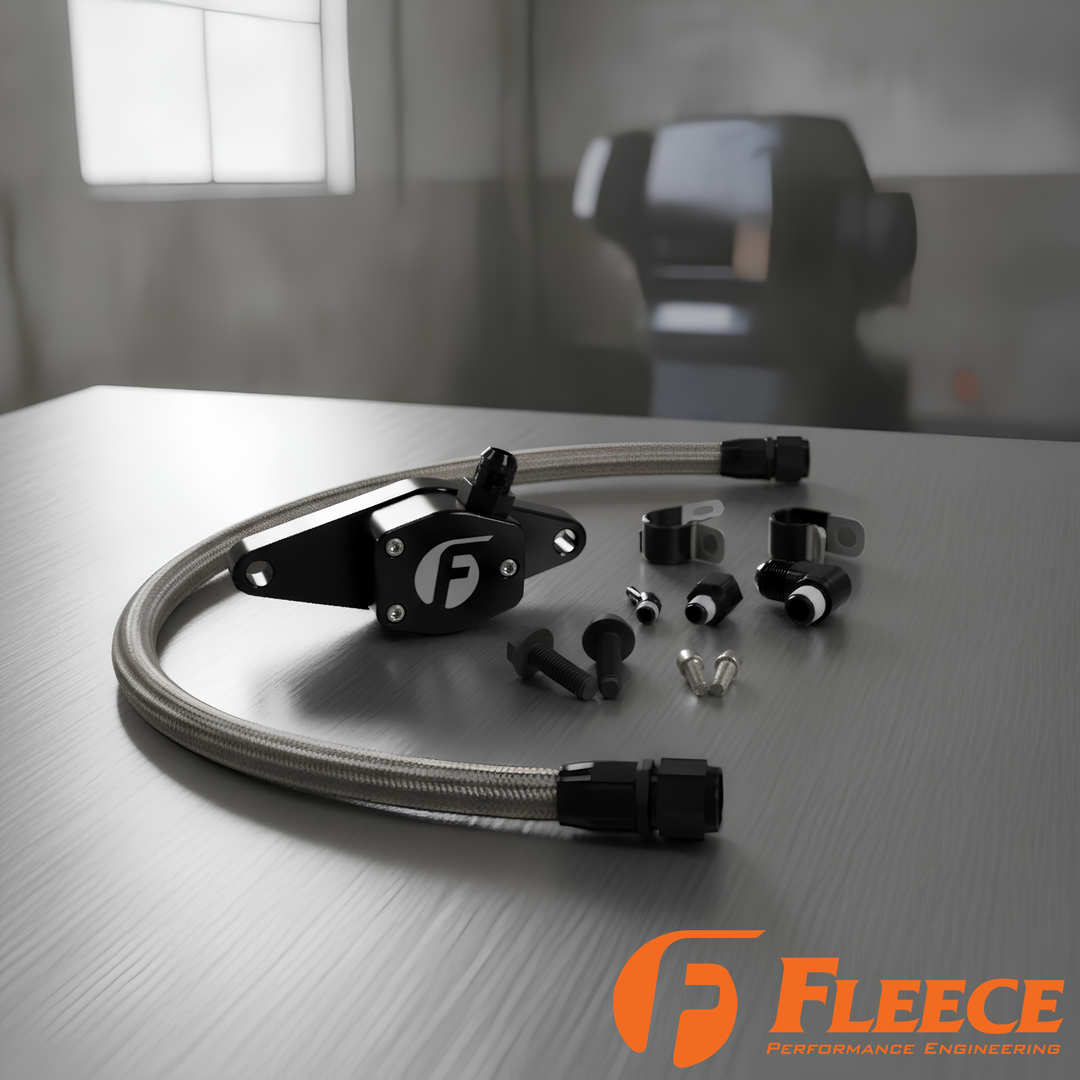 Fleece Cummins Coolant Bypass Kit | 1994–2024 | Temperature-Based Secondary Thermostat | Braided AN Hose