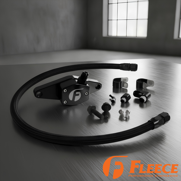 Fleece Cummins Coolant Bypass Kit | 1994–2024 | Temperature-Based Secondary Thermostat | Braided AN Hose