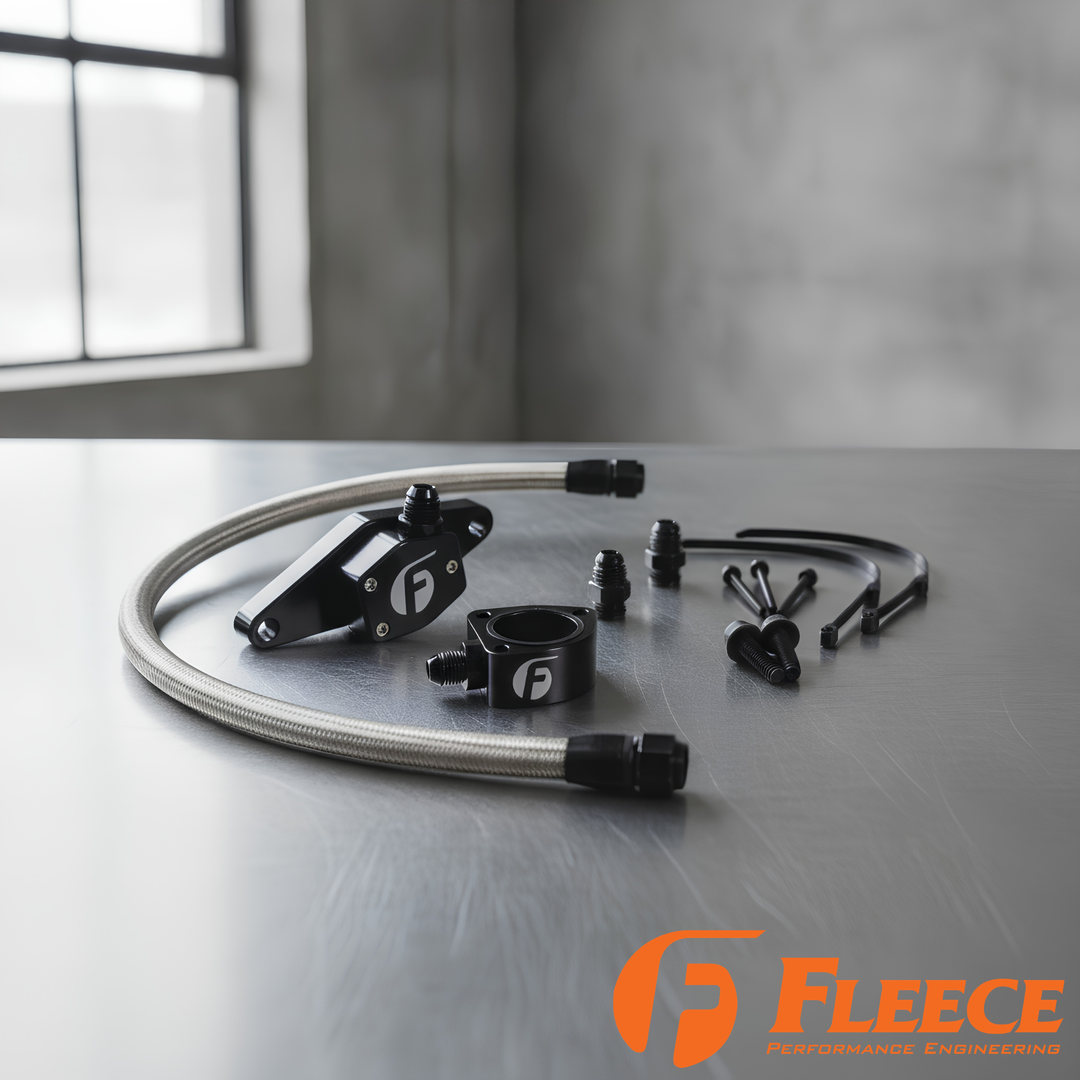 Fleece Cummins Coolant Bypass Kit | 1994–2024 | Temperature-Based Secondary Thermostat | Braided AN Hose