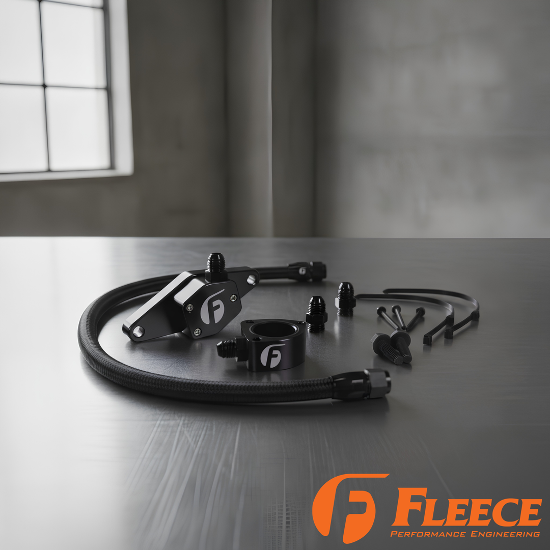 Fleece Cummins Coolant Bypass Kit | 1994–2024 | Temperature-Based Secondary Thermostat | Braided AN Hose