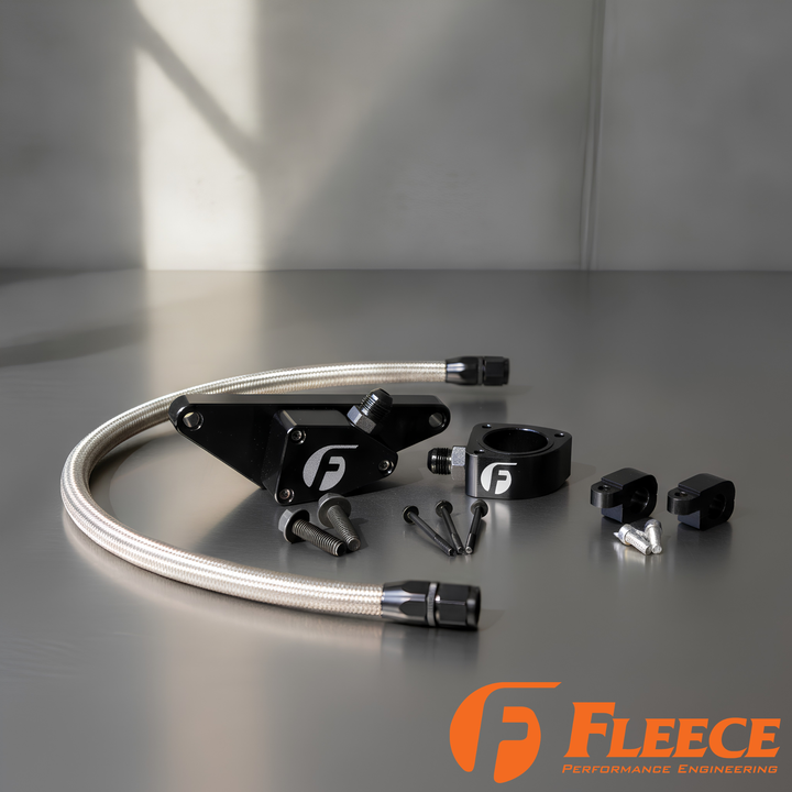 Fleece Cummins Coolant Bypass Kit | 1994–2024 | Temperature-Based Secondary Thermostat | Braided AN Hose