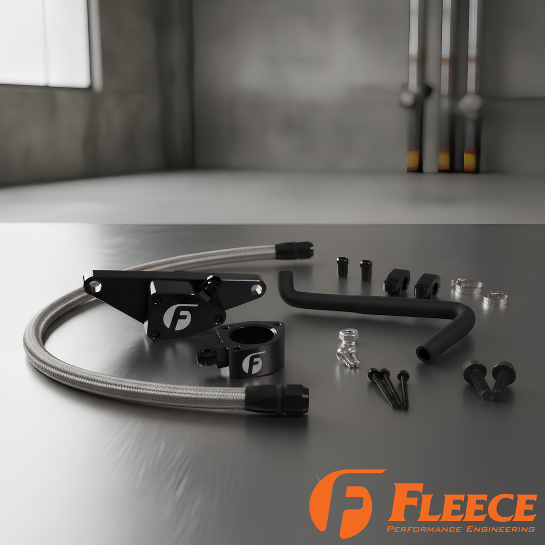 Fleece Cummins Coolant Bypass Kit | 1994–2024 | Temperature-Based Secondary Thermostat | Braided AN Hose