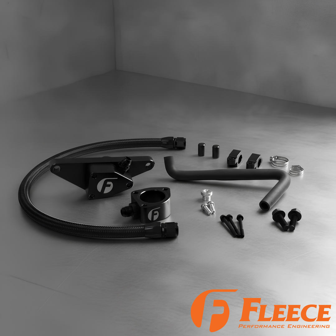 Fleece Cummins Coolant Bypass Kit | 1994–2024 | Temperature-Based Secondary Thermostat | Braided AN Hose