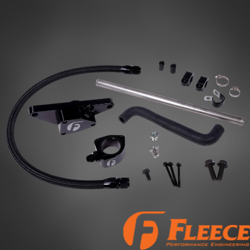 Fleece Cummins Coolant Bypass Kit | 1994–2024 | Temperature-Based Secondary Thermostat | Braided AN Hose