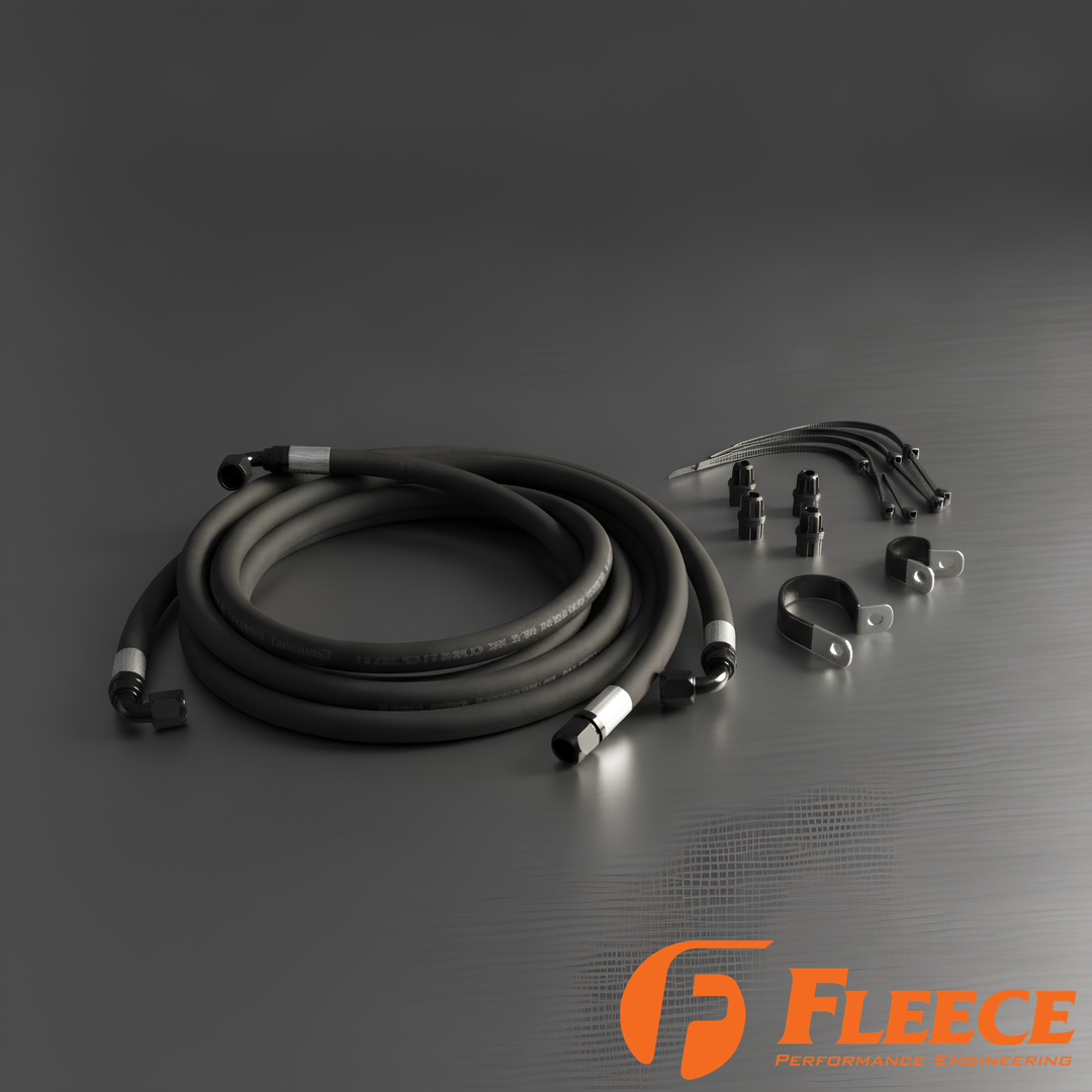 Fleece Performance 68RFE Transmission Cooler Line Kit | 2010–2012 Cummins | Heavy Duty Flexible Lines